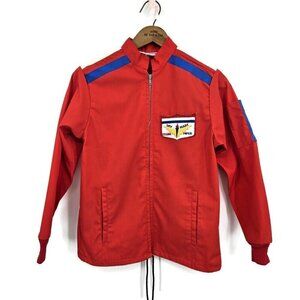 Vtg Flight Apparel Jacket Size L Hammonton Airport Sky Mart Cessna Piper Red
